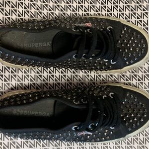 Superga Black Studded Sneakers